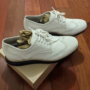 Cole Haan Ivory Suede Lunargrand Wingtips
